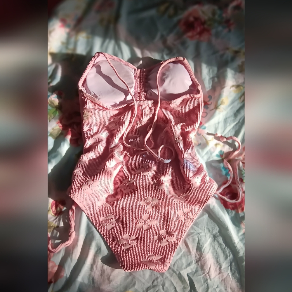 Pink Textured Swimsuit